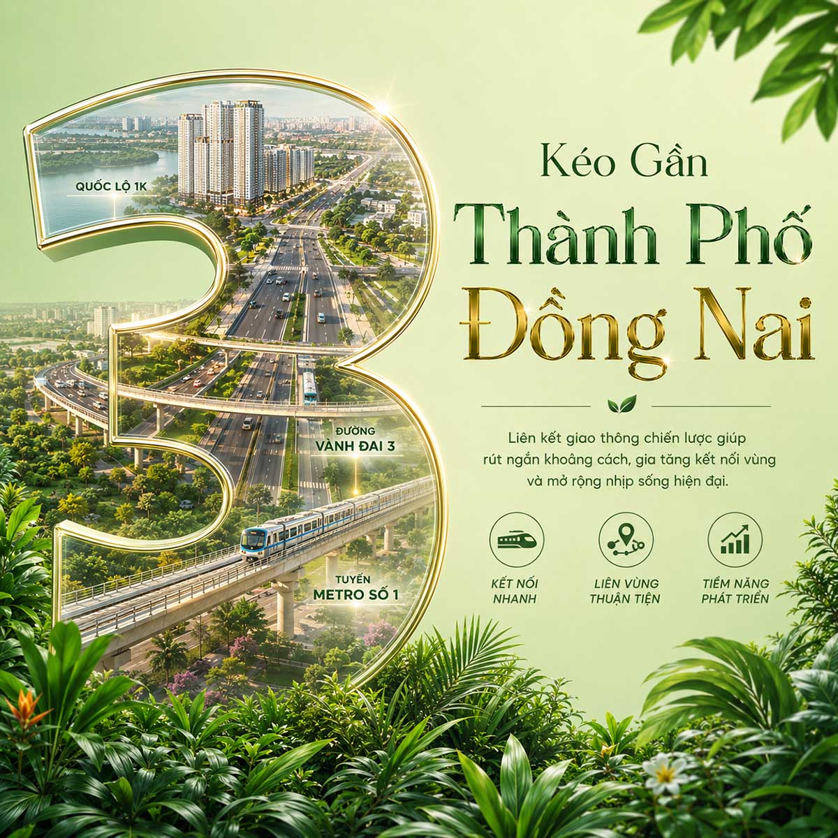 3 Lực Đẩy Kiến Tạo Tâm Điểm Sống Mới Tại Cửa Ngõ Đông Sài Gòn: Giải Mã Sức Hút Của Green Skyline 4 Green Skyline tăng giá trị nhờ Yếu tố - Kéo gần thành phố Đồng Nai