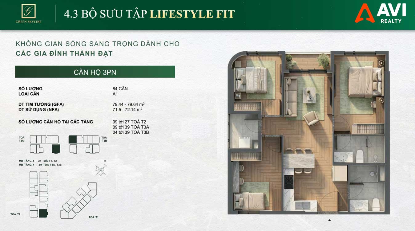 Mặt Bằng Căn Hộ Green Skyline: Triết Lý "May Đo Từng Nhịp Sống" Trong Từng Thiết Kế 1PN, 2PN Và 3PN 17 Green Skyline Lifestyle Fit Loại 1
