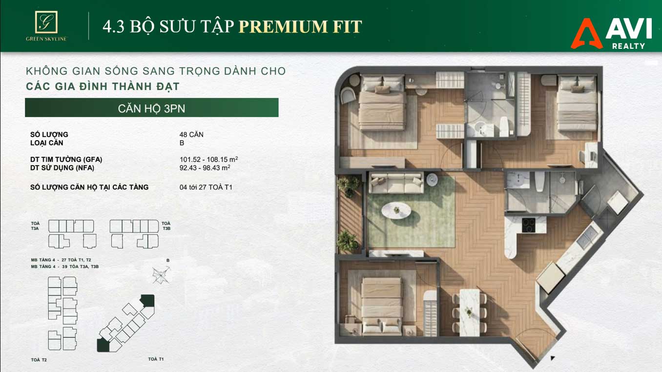 Mặt Bằng Căn Hộ Green Skyline: Triết Lý "May Đo Từng Nhịp Sống" Trong Từng Thiết Kế 1PN, 2PN Và 3PN 18 Green Skyline Premium Fit