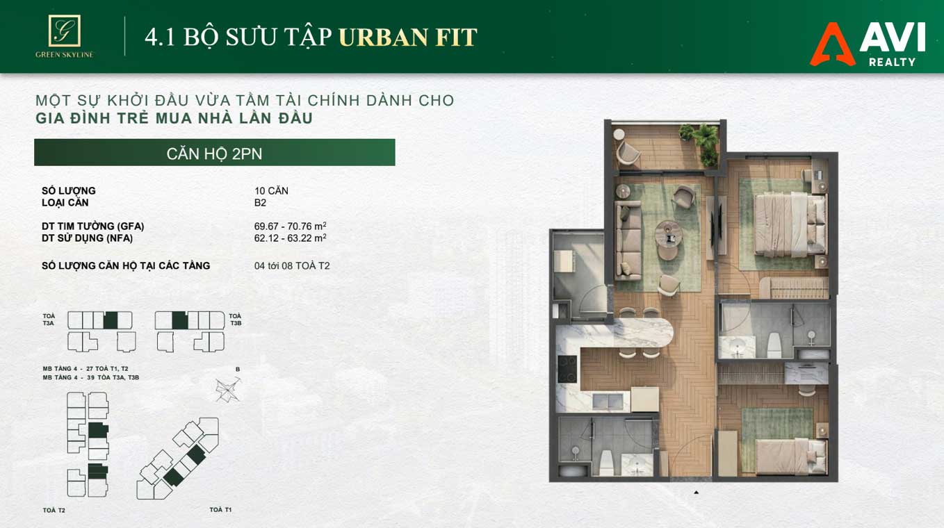 Mặt Bằng Căn Hộ Green Skyline: Triết Lý "May Đo Từng Nhịp Sống" Trong Từng Thiết Kế 1PN, 2PN Và 3PN 13 Green Skyline Urban Fit 2PN Loại 7