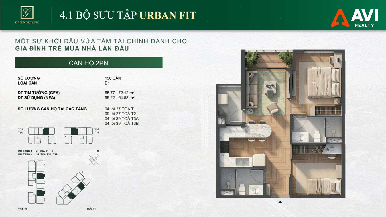 Mặt Bằng Căn Hộ Green Skyline: Triết Lý "May Đo Từng Nhịp Sống" Trong Từng Thiết Kế 1PN, 2PN Và 3PN 14 Green Skyline Urban Fit 2PN Loại 8