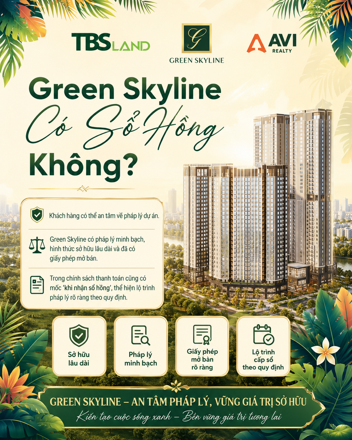 Green Skyline có sổ hồng không. Đáp án là có